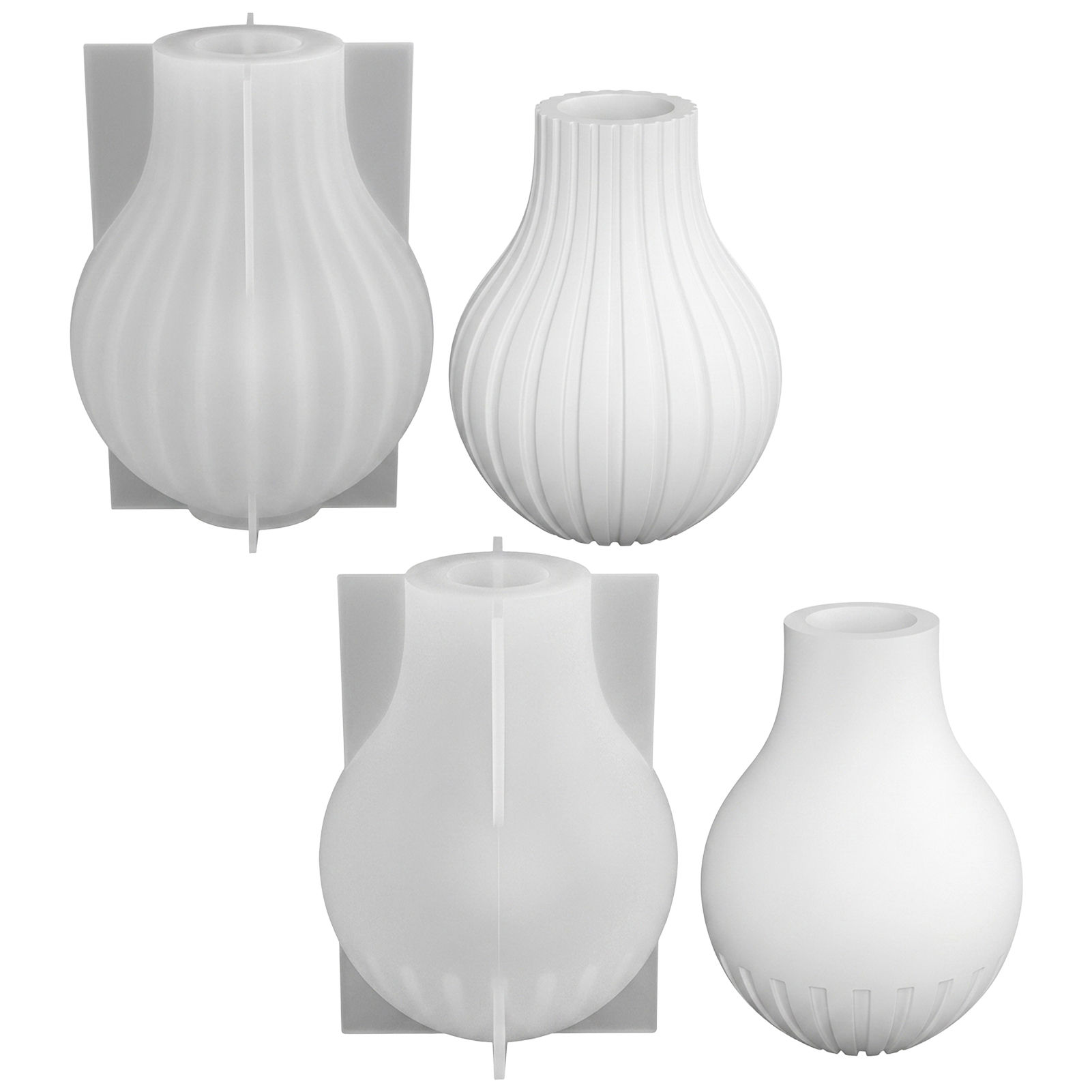 Resin Art Stone - Silicone Vase Mold with Stripe Design