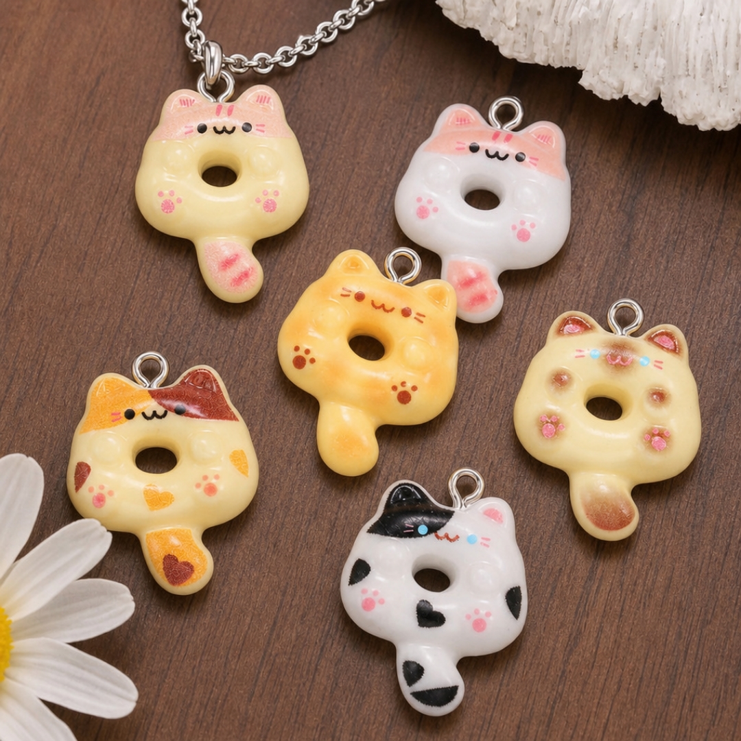 Resin Art Accessories - 10Pcs Kawaii Cartoon Cat Resin Charms