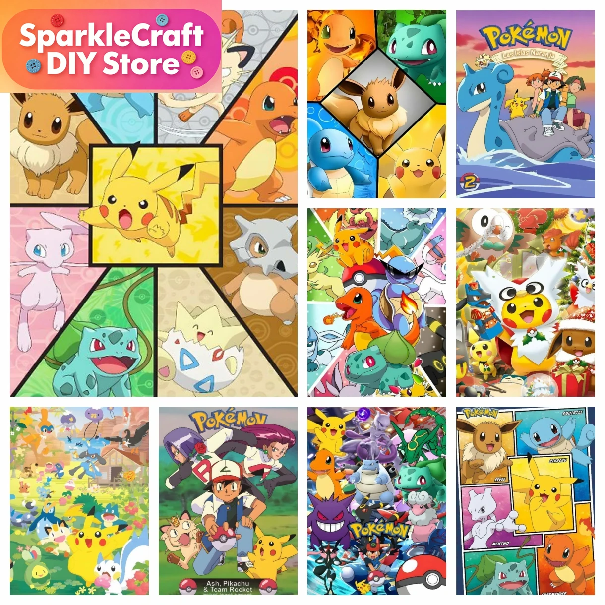 Resin Art Painting - 1pc frameless Cartoon Pokemon Anime Diamond