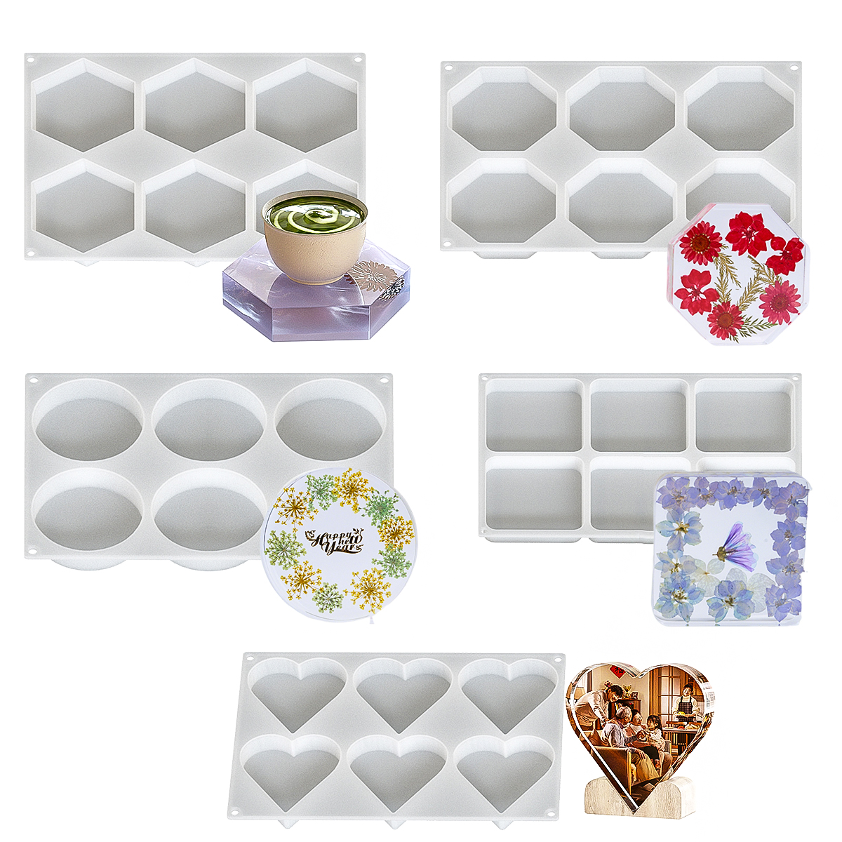 6 Holes Coaster Silicone Mold  – Resin Art Heart recenzja i cena