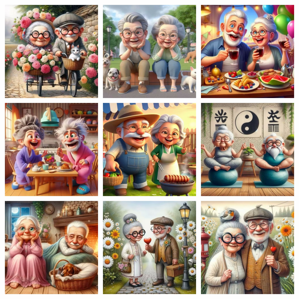Cartoon Happy Old Couple 5D Fu – Resin Art Painting recenzja i cena