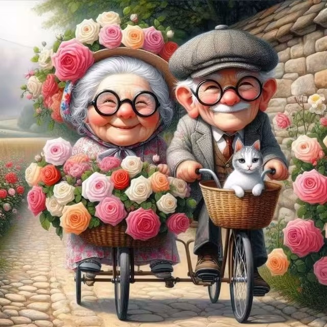 Cartoon Happy Old Couple 5D Fu – Resin Art Painting recenzja i cena