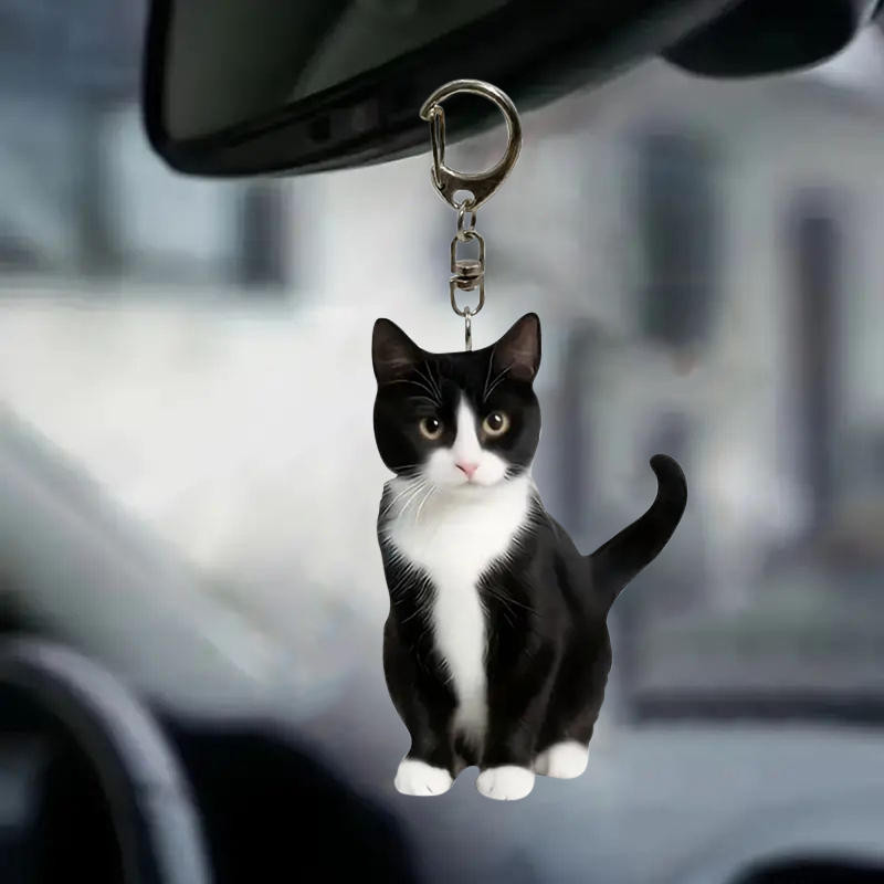 Black And White Cat Keychain 2 – Resin Art Keychain Design recenzja i cena