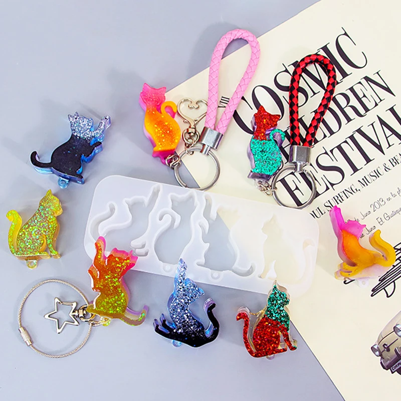 DIY Cat Shape Keychain Pendant – Resin Art Stone recenzja i cena