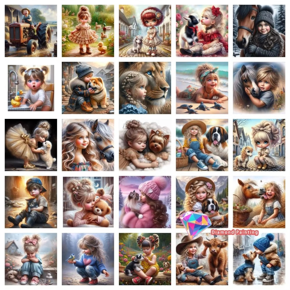 1PC frameless Boys Girls Pet F – Resin Art Painting recenzja i cena