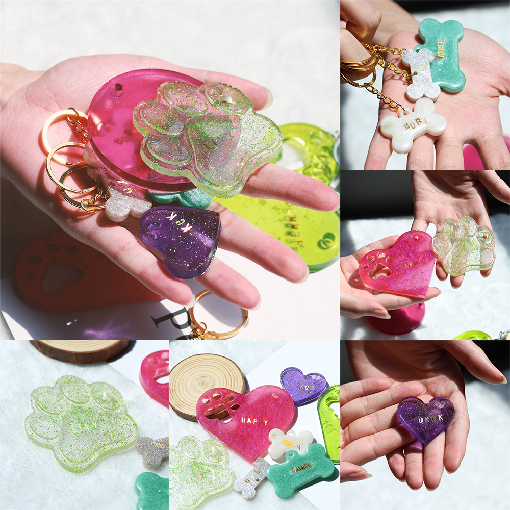 Cat Bear Paw Dog Bone Tag Pend – Resin Art Heart recenzja i cena